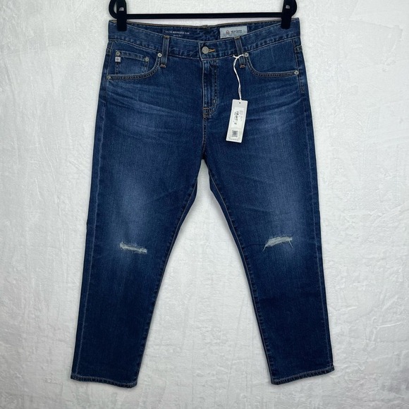 AG Adriano Goldshmied The Ex-Boyfriend Slim Blue Distressed Jeans NWT Sz‎ 32 - Picture 1 of 14